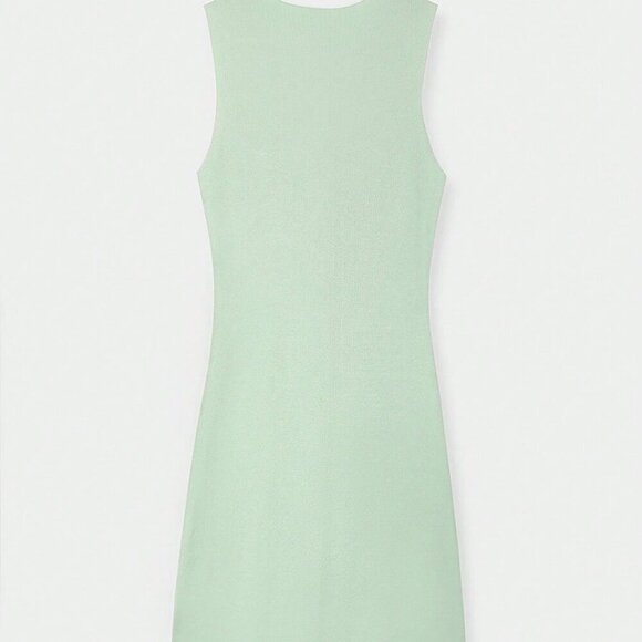 Mint Green Casual Women's knit button  detailed Pullover mini dress - Picture 11 of 11